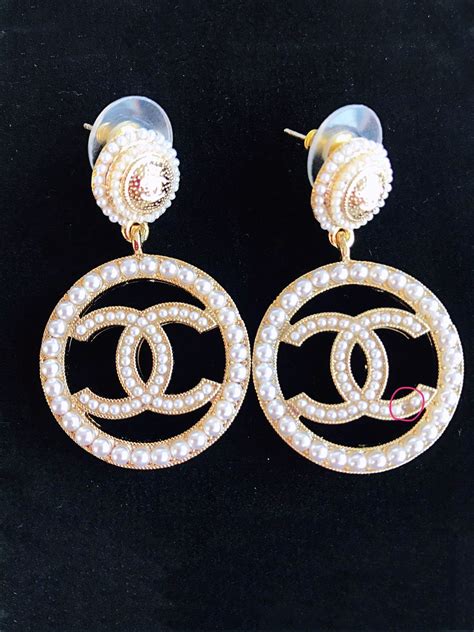 chanel earrings cc diamond|authentic chanel pearl earrings.